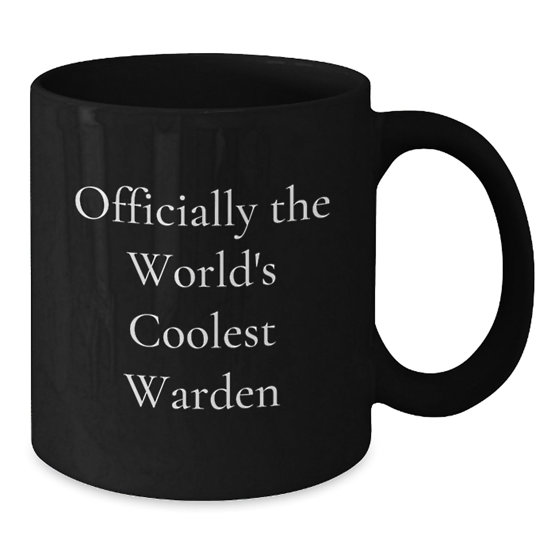 Funny Warden Gifts for Men, Black Coffee Mug with 'Officially The World's Coolest Warden' Quote, Perfect for Christmas Unique Gifts from Friends - The Buy Boom