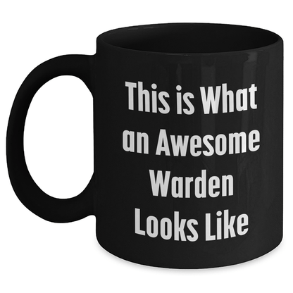 Funny Warden Gifts for Men from Friends - This Is What An Awesome Warden Looks Like Black Coffee Mug, Perfect for Father's Day Unique Gifts - The Buy Boom