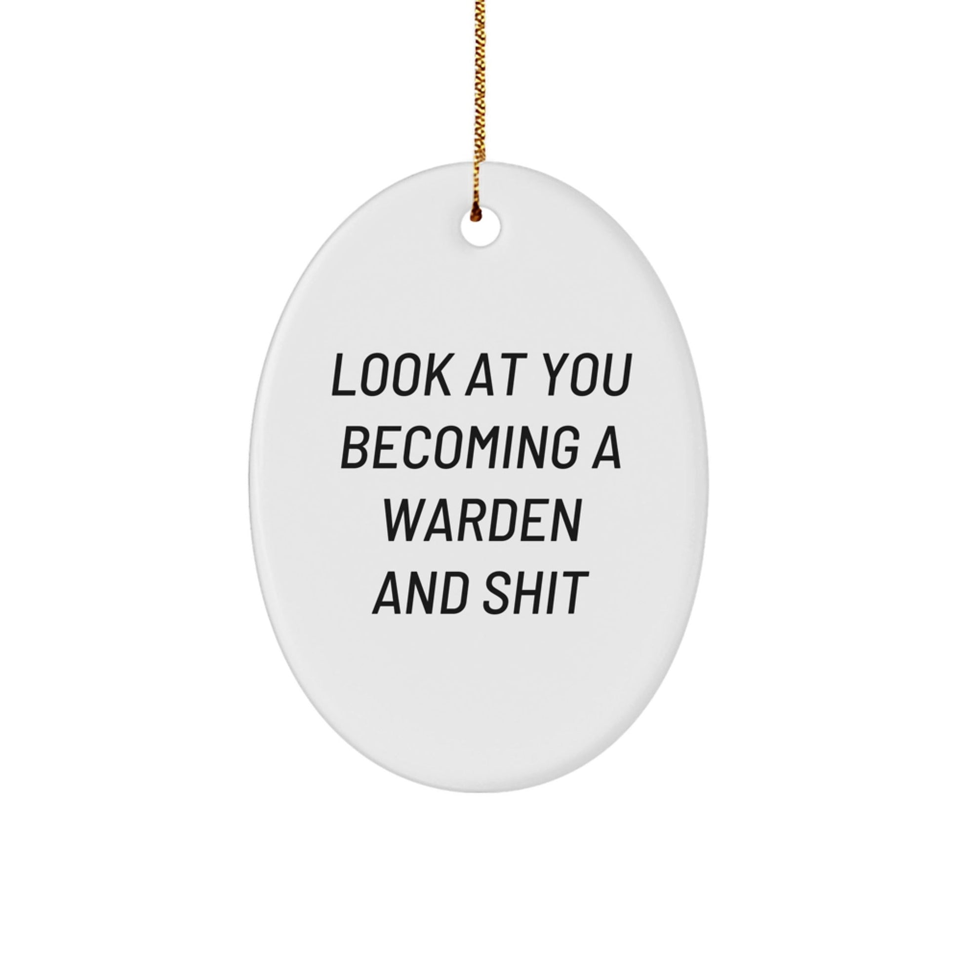 Funny Warden Gifts from Friends and Family - Look At You Becoming A Warden And Shit Oval Ornament for Christmas Unique Gifts - The Buy Boom