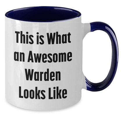 Funny Warden Gifts from Men, Unique Two Tone Coffee Mug for Him - This Is What An Awesome Warden Looks Like, Father's Day Unique Gifts for Warden - The Buy Boom