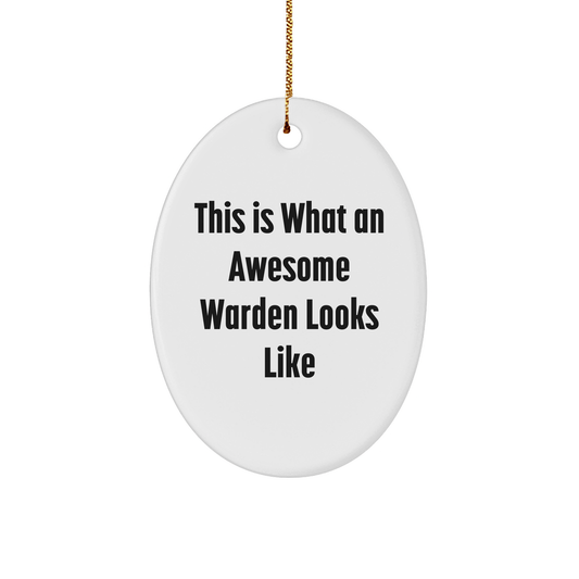 Funny Warden Gifts - This Is What An Awesome Warden Looks Like, Oval Ornament, Christmas Unique Gifts from Friends, Gifts for Warden - The Buy Boom