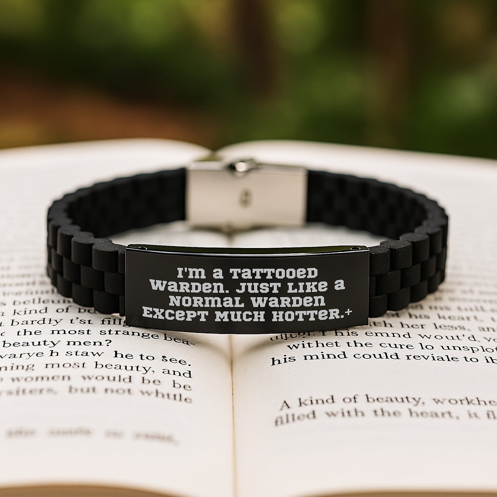 Funny Warden Quote Glide lock Clasp Birthday Unique Gift for Men from Friends, Warden's Unique Accessories, I'm A Tattooed Warden. Just Like A Normal Warden Except Much Hotter.+ - The Buy Boom