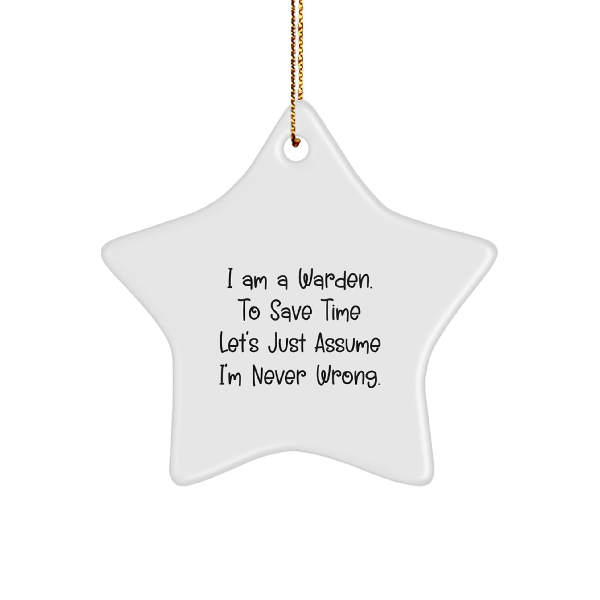 Funny Warden Star Ornament Gift for Him, I Am A Warden - Unique Christmas Decorations for Warden Friends, Family, or Coworkers - The Buy Boom
