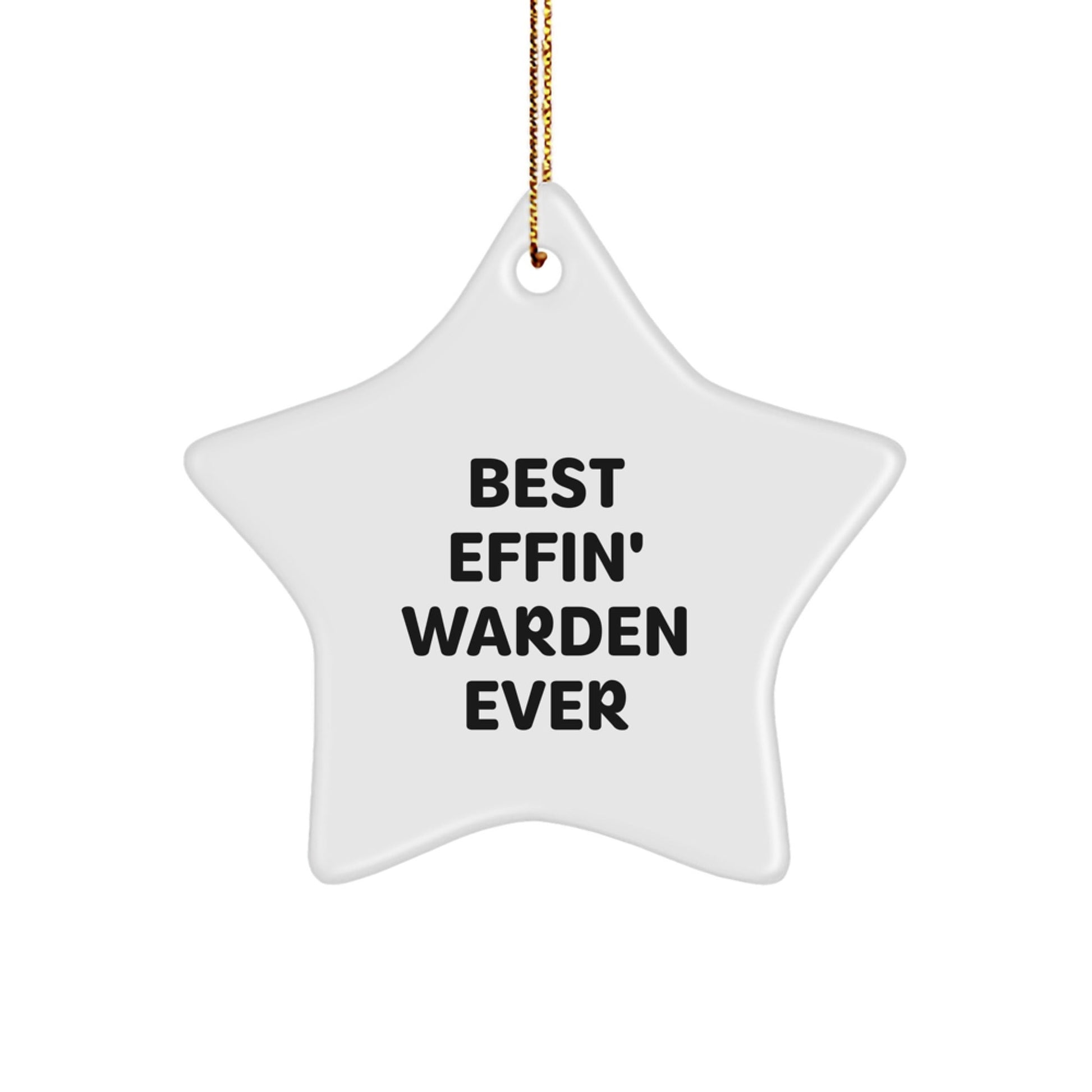 Funny Warden Star Ornament Gifts from Friends or Coworkers for Christmas - Best Effin' Warden Ever Star Shaped Decoration - The Buy Boom
