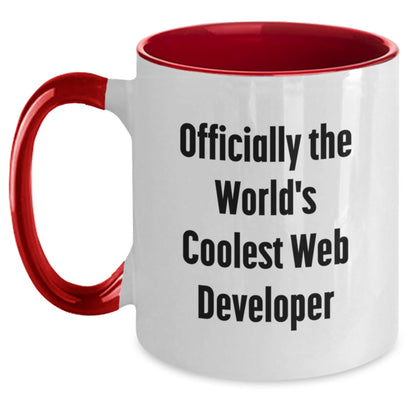 Funny Web Developer Christmas Unique Gifts from Friends - Officially The Worlds Coolest Web Developer Two Tone Coffee Mug - The Buy Boom