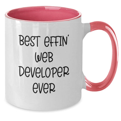 Funny Web Developer Christmas Unique Gifts from Friends to Web Developer Two Tone Coffee Mug Best Effin' Web Developer Ever - The Buy Boom