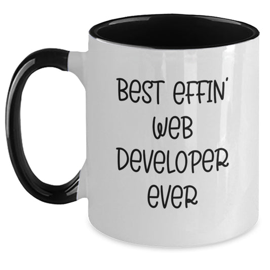 Funny Web Developer Christmas Unique Gifts from Friends to Web Developer Two Tone Coffee Mug Best Effin' Web Developer Ever - The Buy Boom