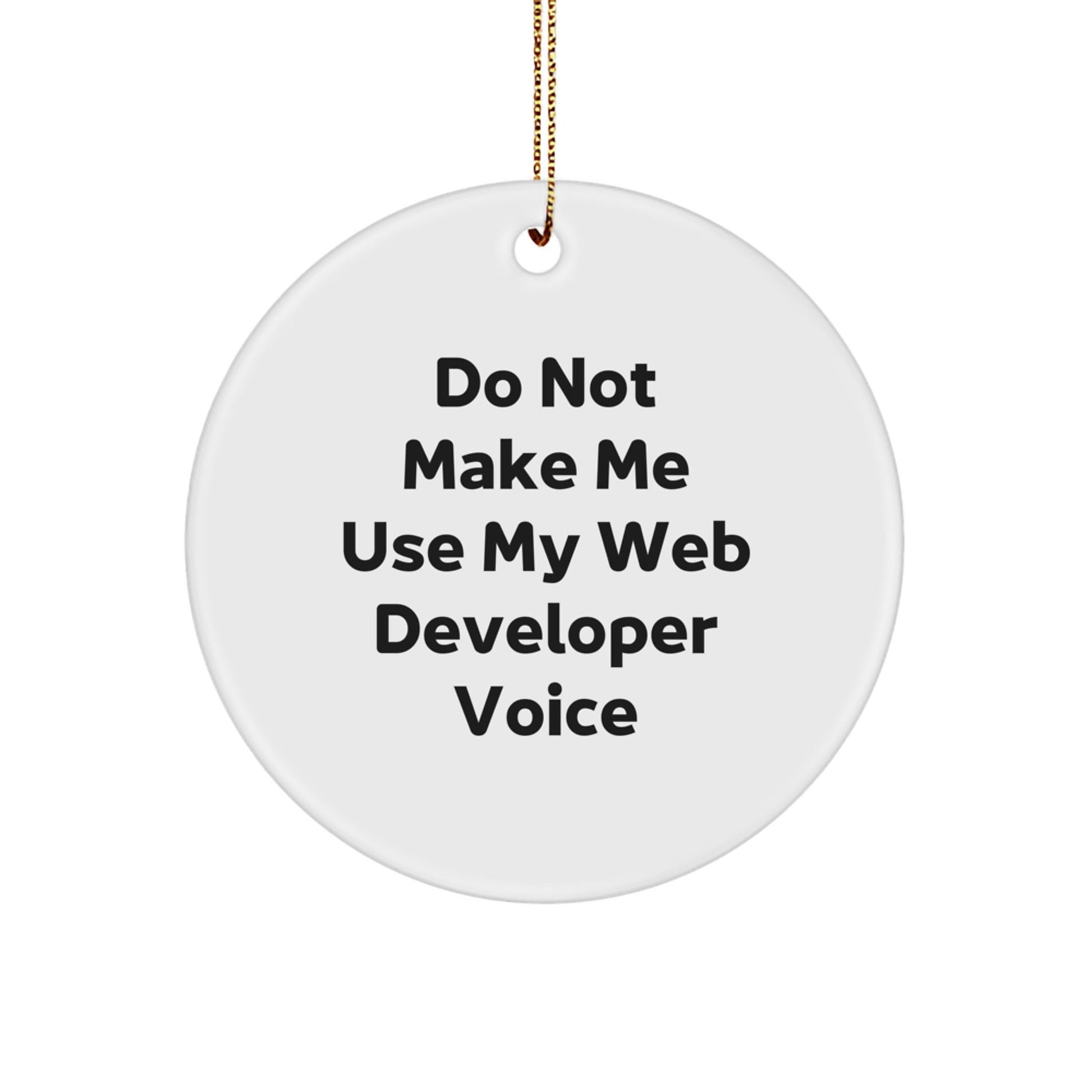 Funny Web Developer Gifts - 'Do Not Make Me Use My Web Developer Voice' Circle Ornament for Men - Unique Christmas Unique Gifts from Friends to Family - The Buy Boom
