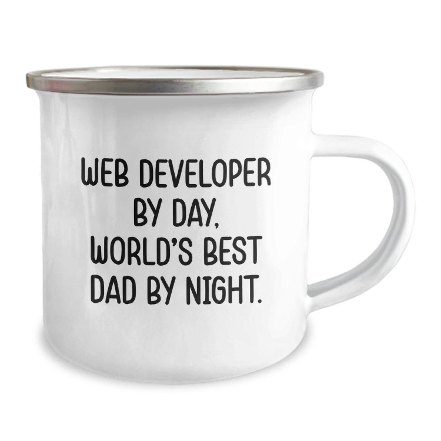 Funny Web Developer Gifts for Men, Web Developer By Day, World's Best Dad By Night. Birthday Unique Gifts from Dad to Web Developer, 12 oz Camping Mug - The Buy Boom