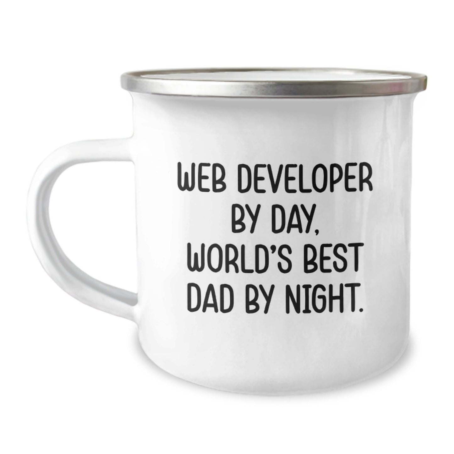 Funny Web Developer Gifts for Men, Web Developer By Day, World's Best Dad By Night. Birthday Unique Gifts from Dad to Web Developer, 12 oz Camping Mug - The Buy Boom