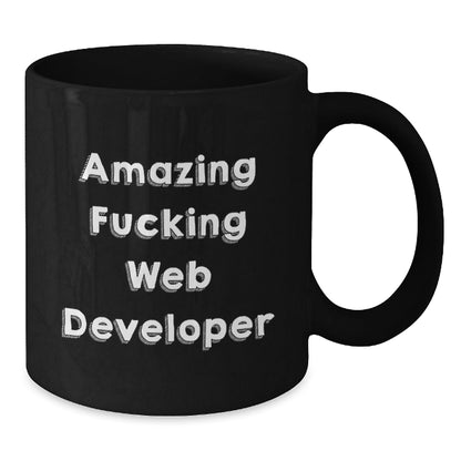 Funny Web Developer Gifts from Friends, Amazing Web Developer Black Coffee Mugs for Birthday, 'Amazing F - king Web Developer' Quote - The Buy Boom
