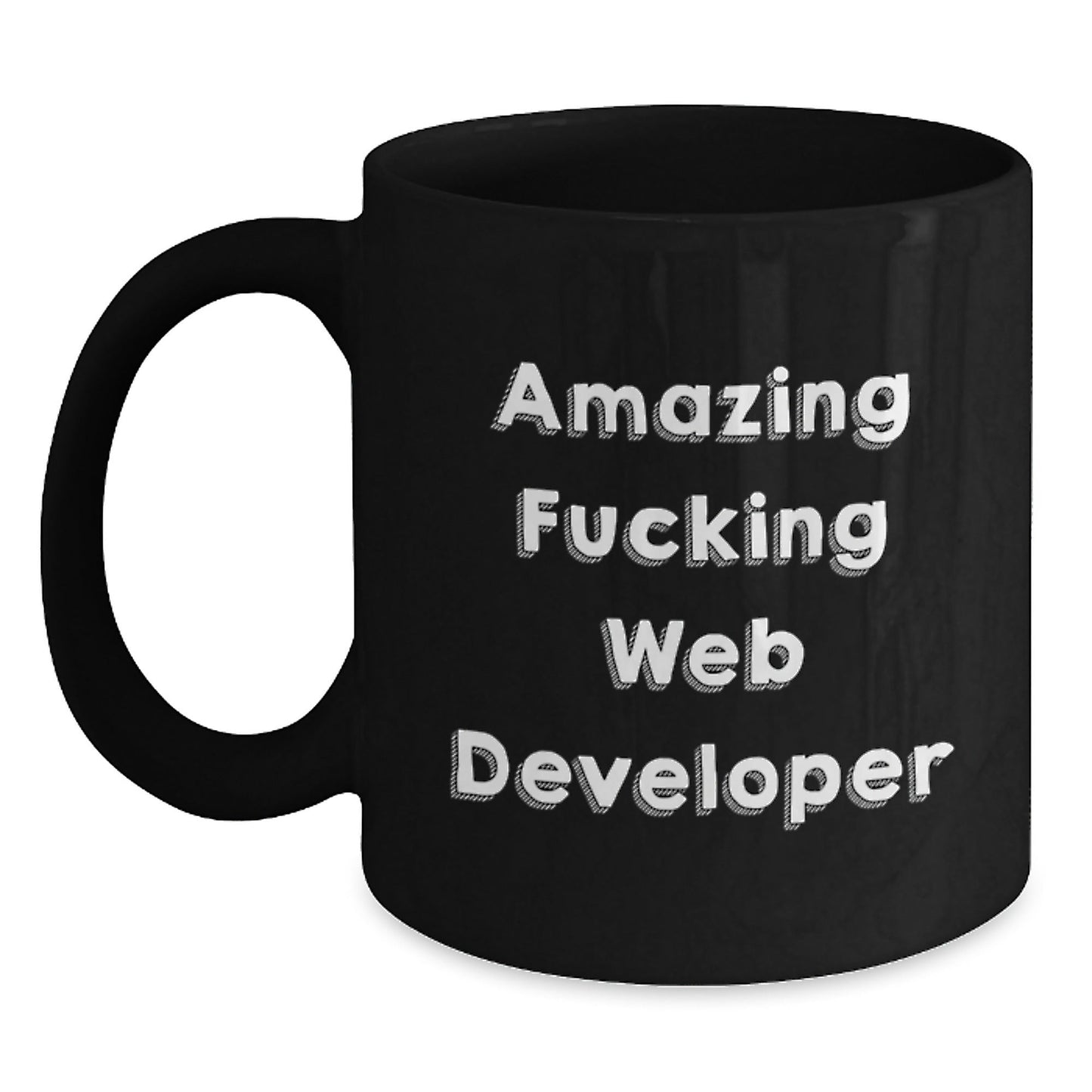 Funny Web Developer Gifts from Friends, Amazing Web Developer Black Coffee Mugs for Birthday, 'Amazing F - king Web Developer' Quote - The Buy Boom