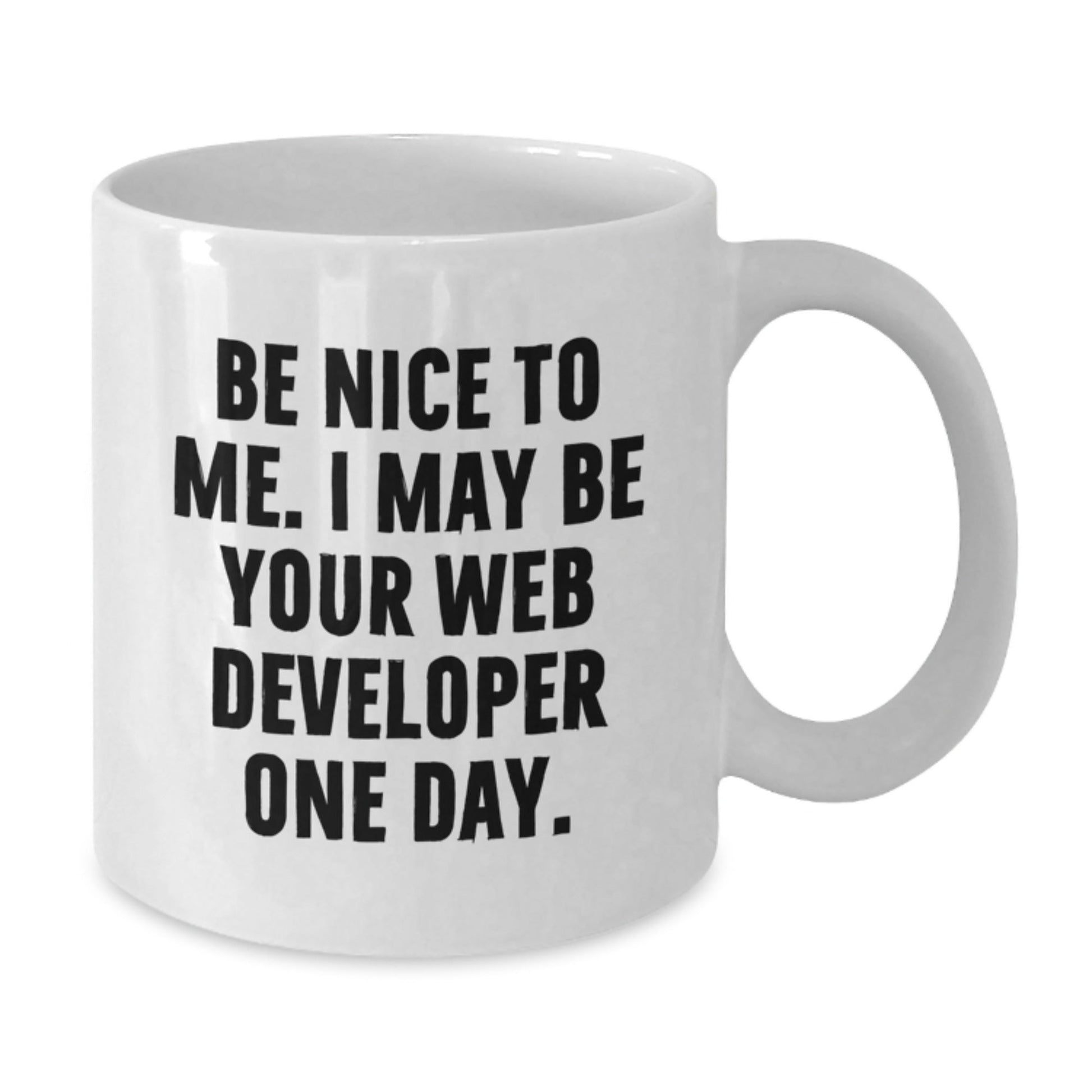 Funny Web Developer Gifts from Friends, Be Nice To Me - White Coffee Mug for Web Developer Birthday, Encouragement to Code - The Buy Boom