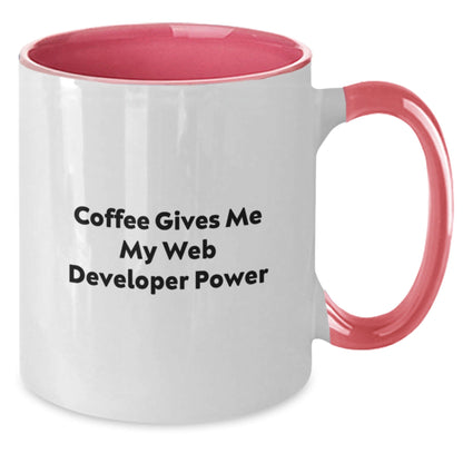 Funny Web Developer Gifts from Friends - Coffee Gives Me My Web Developer Power Two Tone Mug for Graduation - The Buy Boom