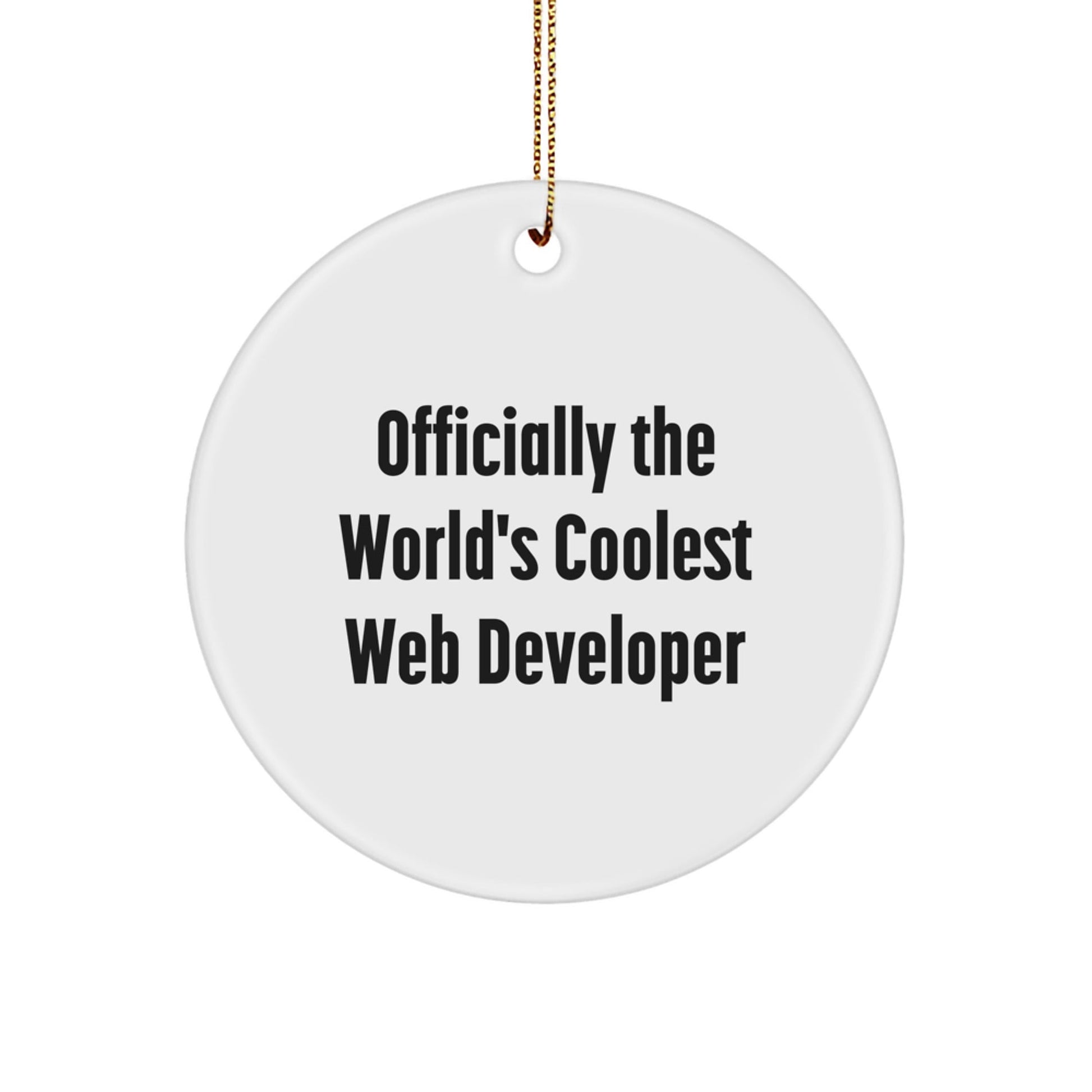 Funny Web Developer Gifts from Friends for Christmas Unique Circle Ornaments - 'Officially The World's Coolest Web Developer' Circle Shaped MDF - The Buy Boom