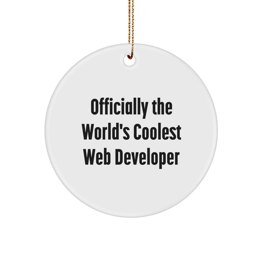 Funny Web Developer Gifts from Friends for Christmas Unique Circle Ornaments - 'Officially The World's Coolest Web Developer' Circle Shaped MDF - The Buy Boom