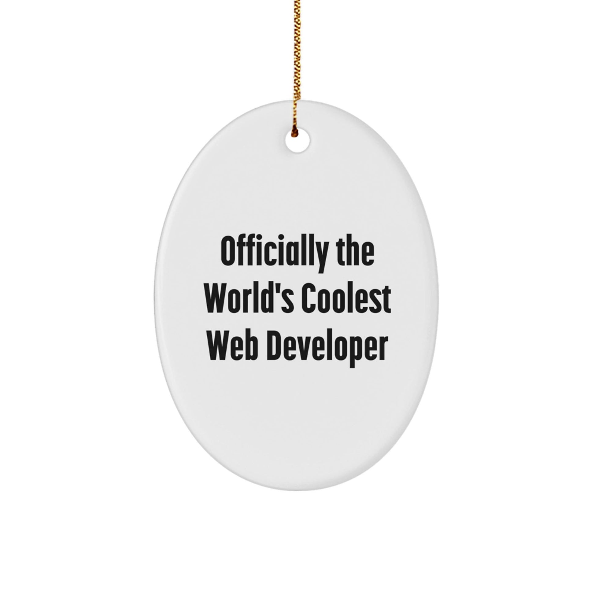 Funny Web Developer Gifts from Friends for Men Oval Ornament, Officially The 'World's Coolest' Quote on Christmas Unique Gifts for Web Developers - The Buy Boom