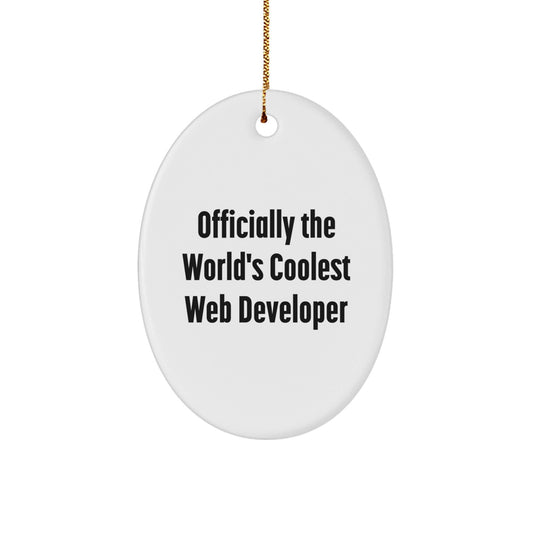 Funny Web Developer Gifts from Friends for Men Oval Ornament, Officially The 'World's Coolest' Quote on Christmas Unique Gifts for Web Developers - The Buy Boom