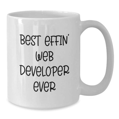Funny Web Developer Gifts from Friends for Web Developer Men - Best Effin' Web Developer Ever White Coffee Mug - The Buy Boom