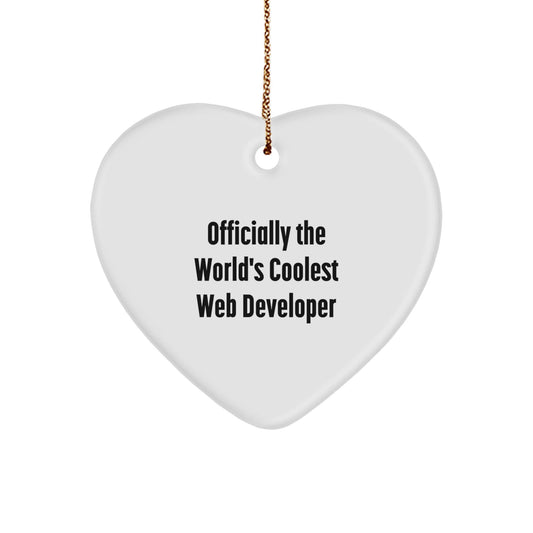 Funny Web Developer Gifts from Friends, Heart Ornament for Web Developer, Christmas Unique Gifts with 'Officially The World's Coolest Web Developer' Quote - The Buy Boom