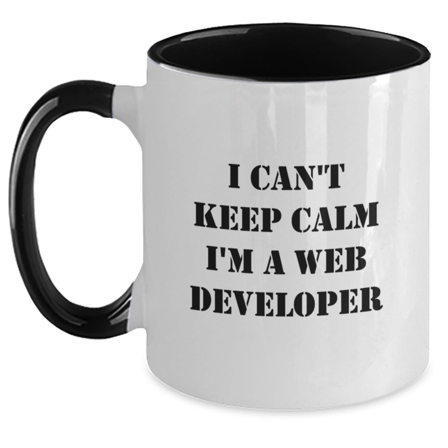 Funny Web Developer Gifts from Friends - I Can't Keep Calm I'm A Web Developer Two Tone Coffee Mug for Birthday - The Buy Boom