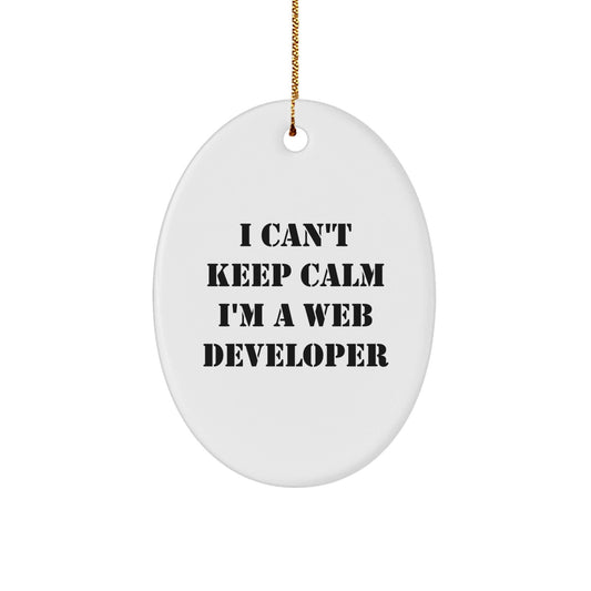 Funny Web Developer Gifts from Friends - I Can't Keep Calm Oval Ornament, Christmas Unique Presents for Web Developers, Friends, or Family - The Buy Boom