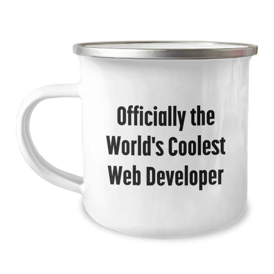 Funny Web Developer Gifts from Friends, Perfect Camping Mug for Web Developer Team Members, 'Officially The World's Coolest Web Developer' Quote Christmas Unique Gifts - The Buy Boom