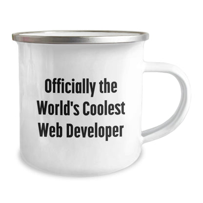 Funny Web Developer Gifts from Friends, Perfect Camping Mug for Web Developer Team Members, 'Officially The World's Coolest Web Developer' Quote Christmas Unique Gifts - The Buy Boom