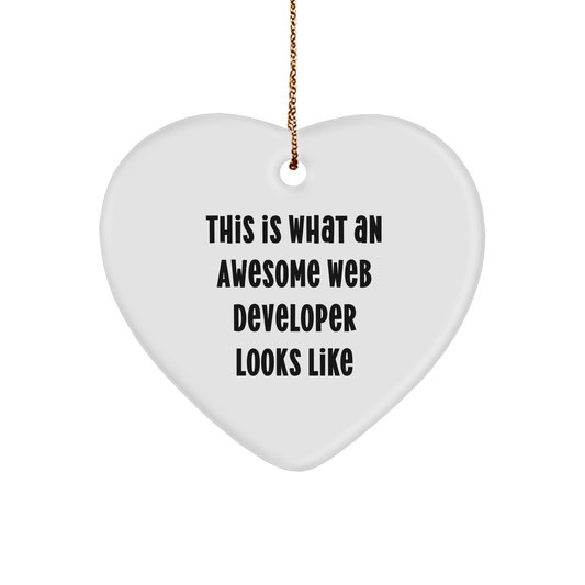 Funny Web Developer Gifts from Friends, 'This Is What An Awesome Web Developer Looks Like' Heart Ornament for Men, Women, Coworkers, Family, Christmas Unique Presents - The Buy Boom