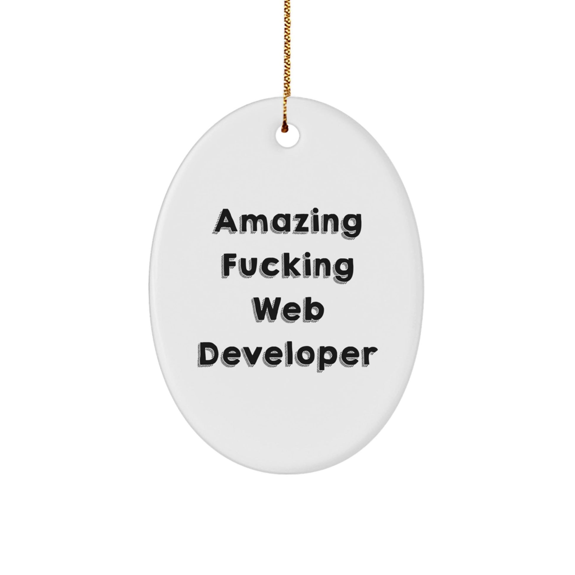 Funny Web Developer Gifts from Men to Web Developer Friends - Amazing F - king Web Developer Oval Ornament for Christmas - The Buy Boom