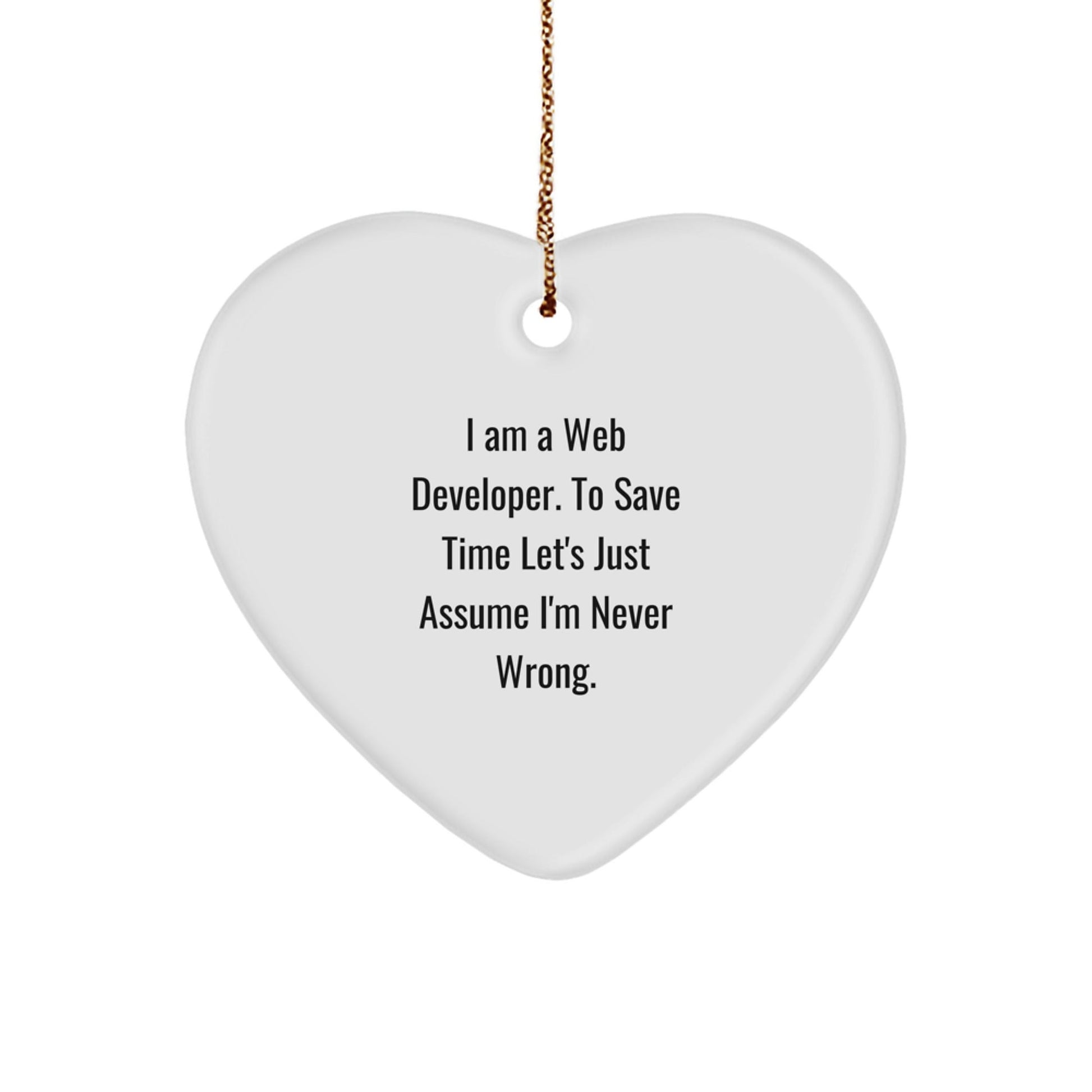 Funny Web Developer Gifts, Heart Ornament for Men, Women, or Coworkers, Unique Christmas Decorations, Quote: 'I'm Never Wrong', Gifts from Friends, Family, or Loved Ones - The Buy Boom