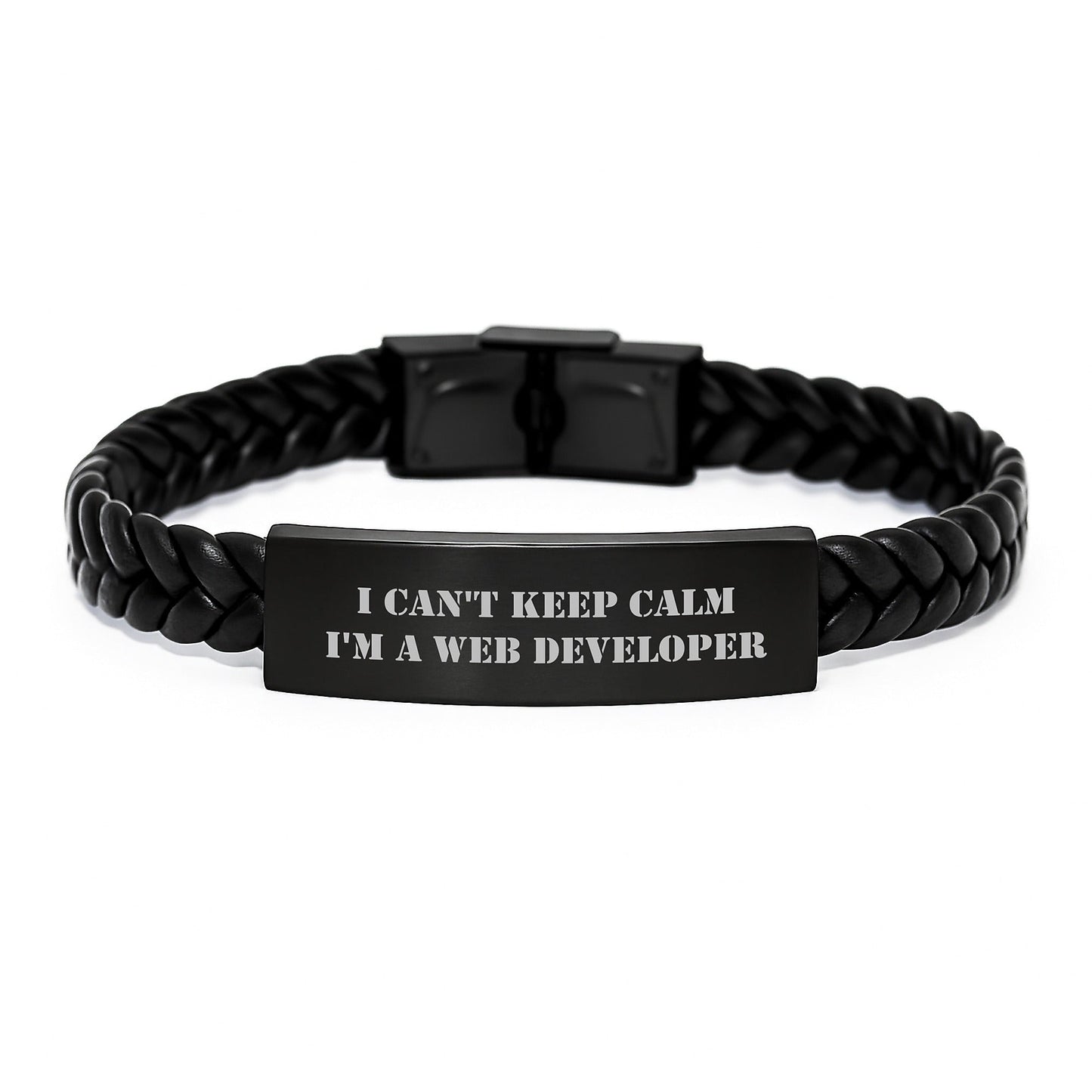 Funny Web Developer Gifts I Can't Keep Calm Interlaced Leather Bracelet for Birthday - The Buy Boom