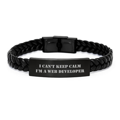 Funny Web Developer Gifts I Can't Keep Calm Interlaced Leather Bracelet for Birthday - The Buy Boom