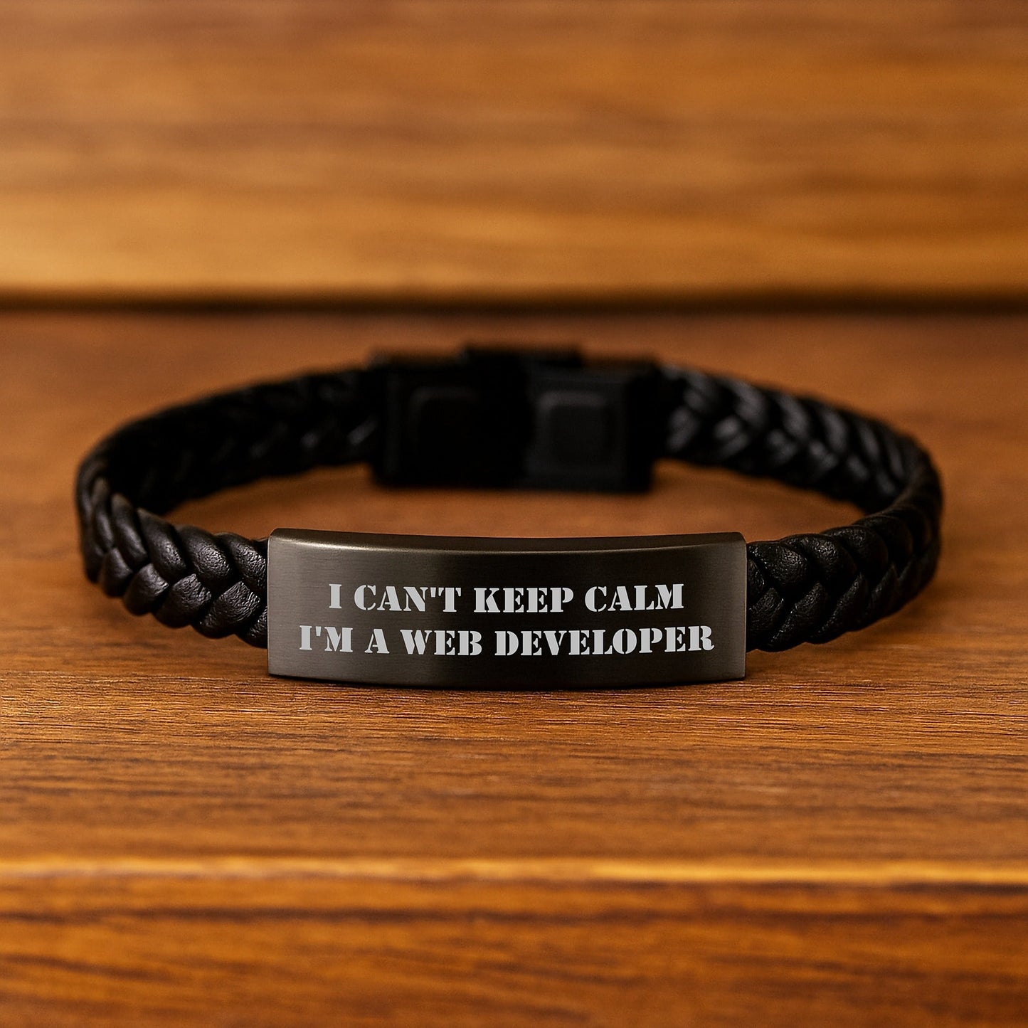 Funny Web Developer Gifts I Can't Keep Calm Interlaced Leather Bracelet for Birthday - The Buy Boom