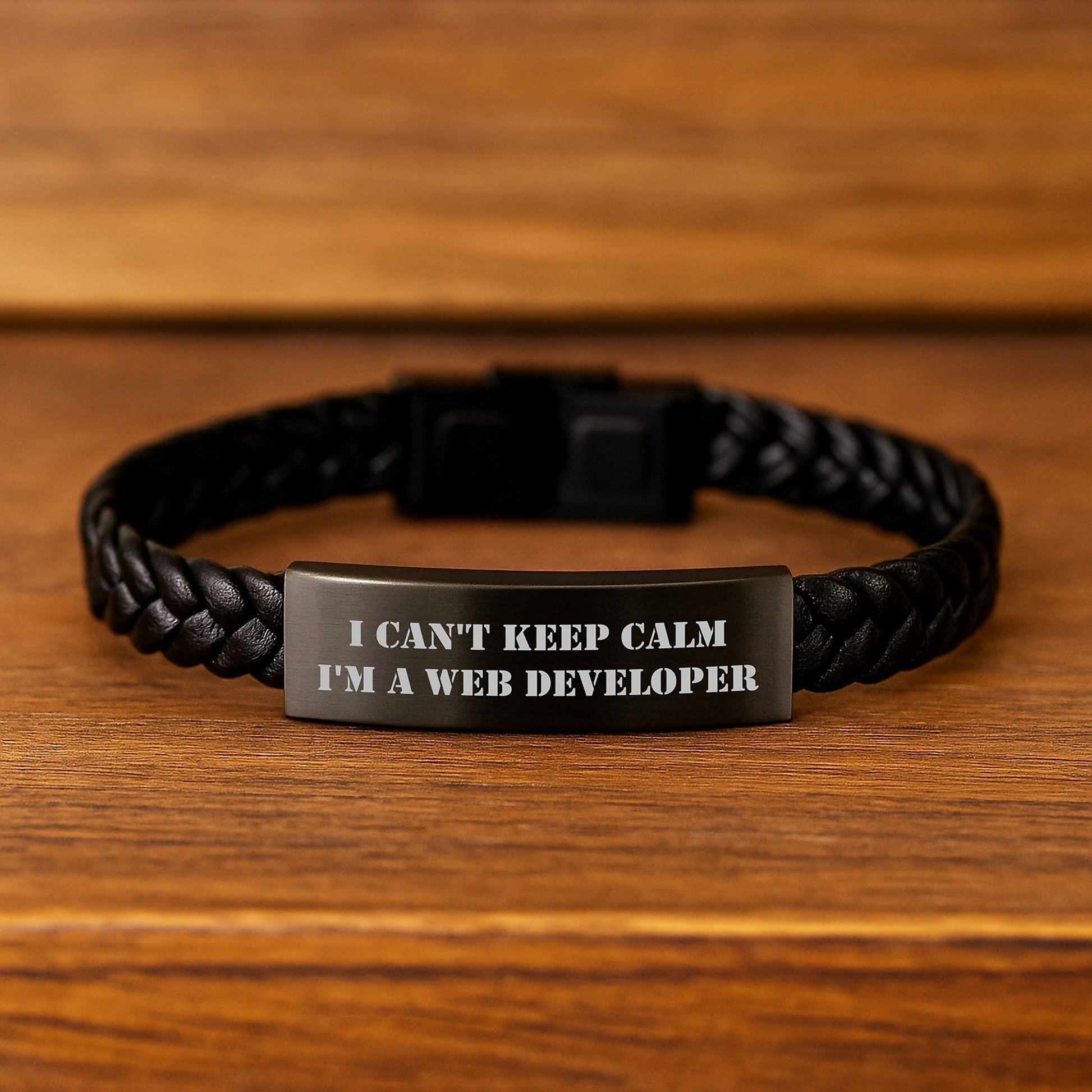 Funny Web Developer Gifts I Can't Keep Calm Interlaced Leather Bracelet for Birthday - The Buy Boom