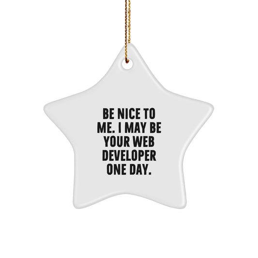 Funny Web Developer Star Ornament, Gifts from Friends to Coworkers, 'Be Nice To Me. I May Be Your Web Developer One Day.' for Christmas - The Buy Boom