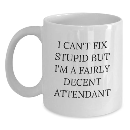 Funny White Coffee Mug for Attendants, Gift for Attendants from Friends, Perfect for Christmas - The Buy Boom