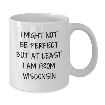 Funny Wisconsin Gifts from Friends for Birthday, White Coffee Mug I Might Not Be Perfect - The Buy Boom