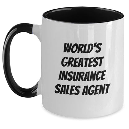 Funny World's Greatest Insurance Sales Agent Gifts, Unique Birthday Unique Gifts from Friends, Coworkers, Family to Insurance Sales Agent, Two Tone Coffee Mug - The Buy Boom