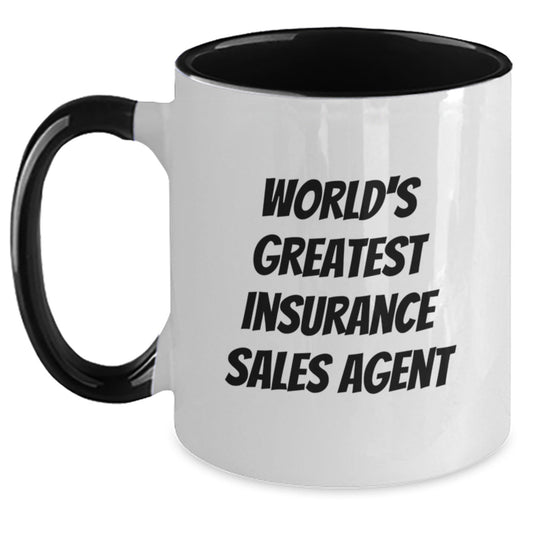 Funny World's Greatest Insurance Sales Agent Gifts, Unique Birthday Unique Gifts from Friends, Coworkers, Family to Insurance Sales Agent, Two Tone Coffee Mug - The Buy Boom