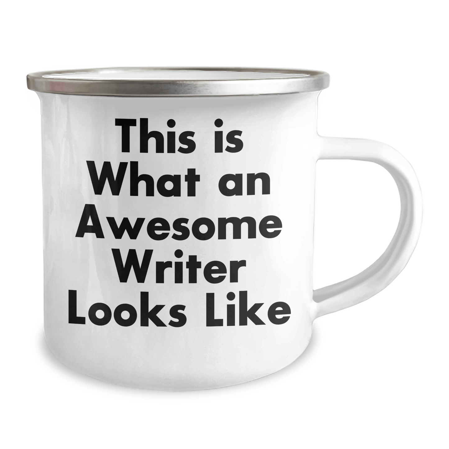 Funny Writer Gifts for Men from Family - This Is What An Awesome Writer Looks Like Enamel Camping Mug, Stainless Steel, 12 oz - The Buy Boom