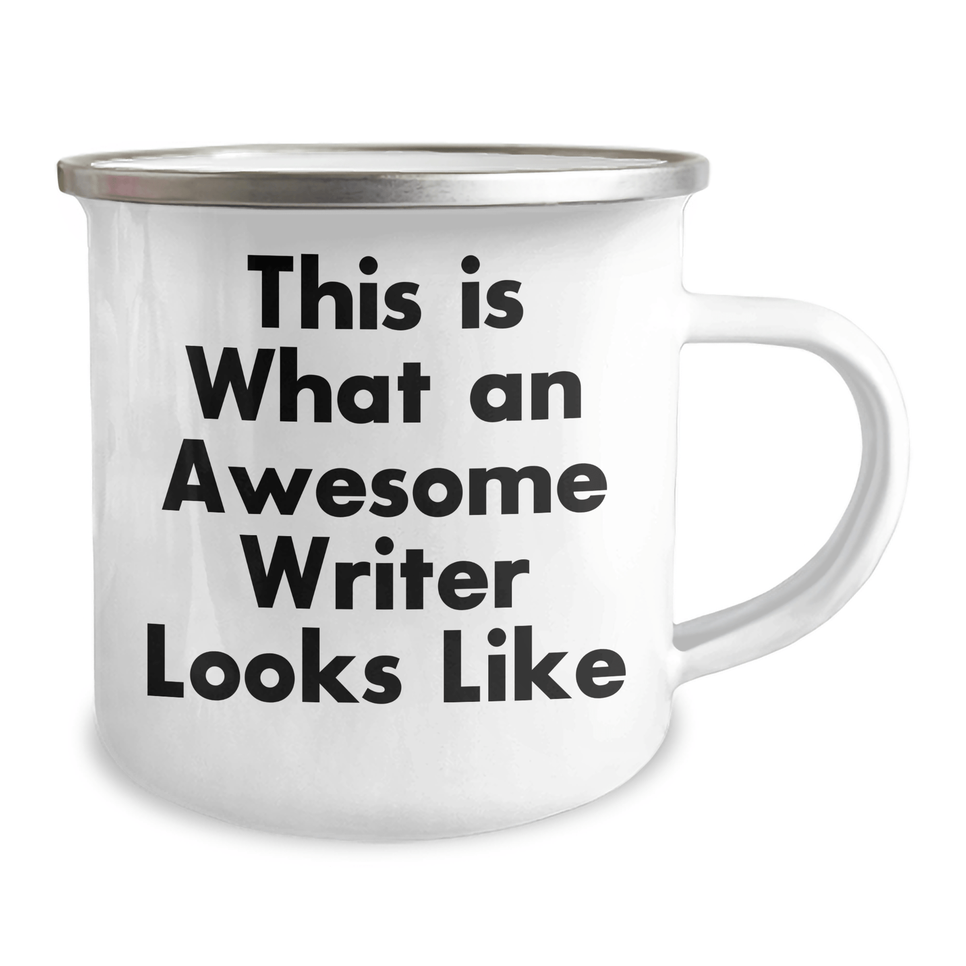 Funny Writer Gifts for Men from Family - This Is What An Awesome Writer Looks Like Enamel Camping Mug, Stainless Steel, 12 oz - The Buy Boom