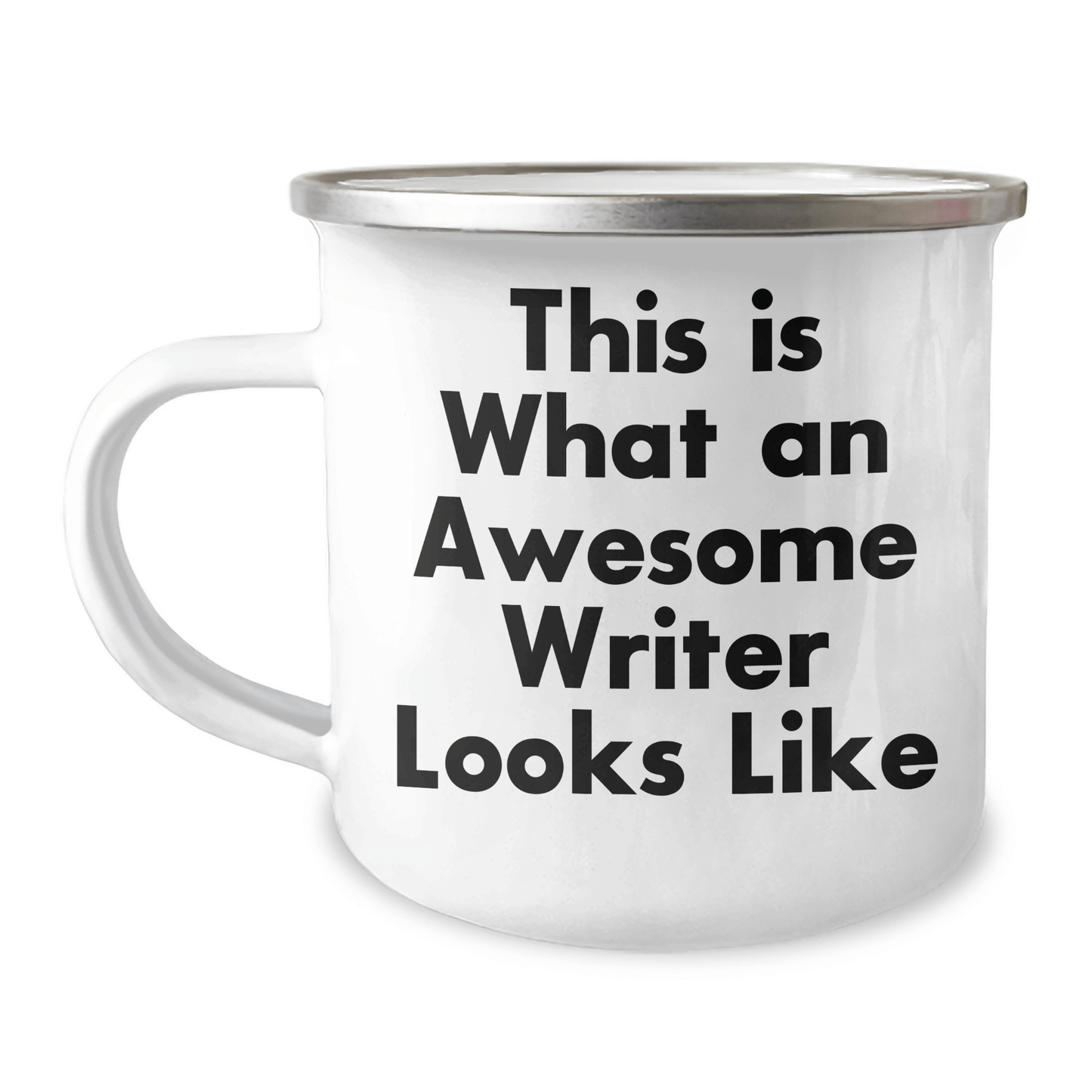 Funny Writer Gifts for Men from Family - This Is What An Awesome Writer Looks Like Enamel Camping Mug, Stainless Steel, 12 oz - The Buy Boom