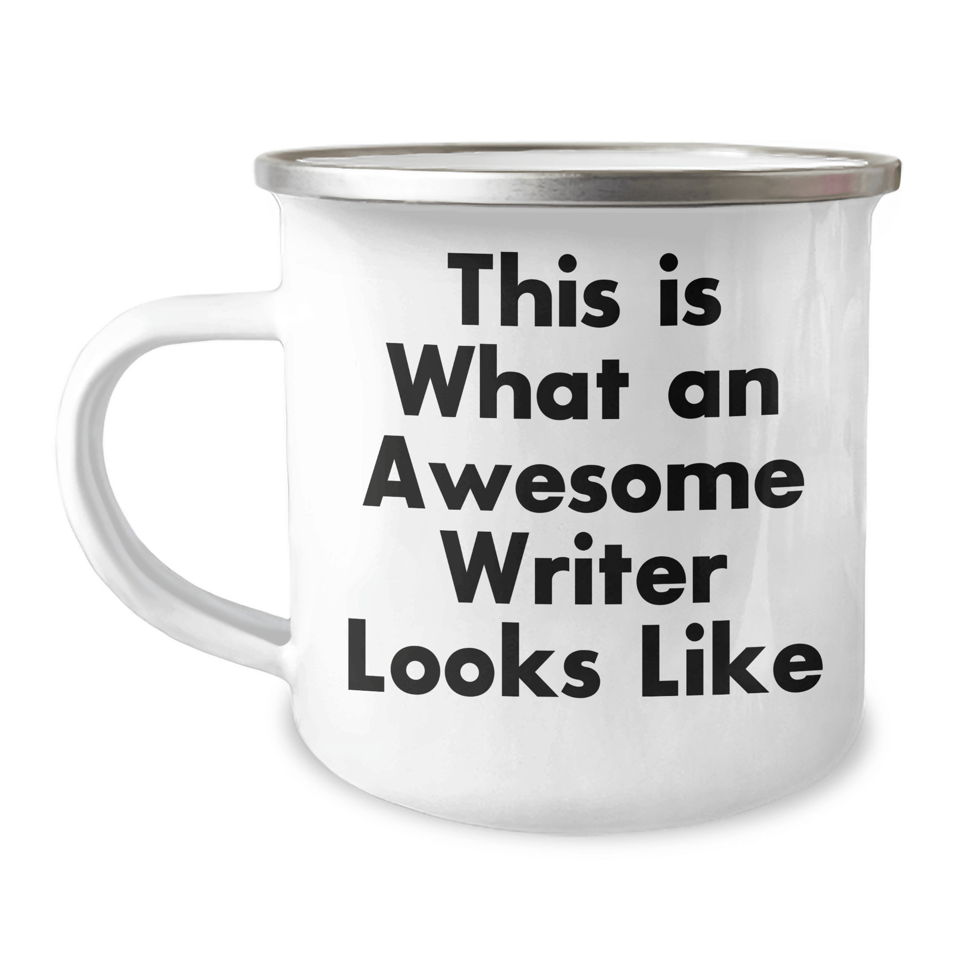 Funny Writer Gifts for Men from Family - This Is What An Awesome Writer Looks Like Enamel Camping Mug, Stainless Steel, 12 oz - The Buy Boom
