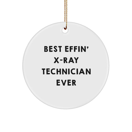 Funny X - Ray Technician Christmas Unique Gifts from Friends for X - Ray Technician Men, 'Best Effin' X - ray Technician Ever' Circle Ornament - The Buy Boom