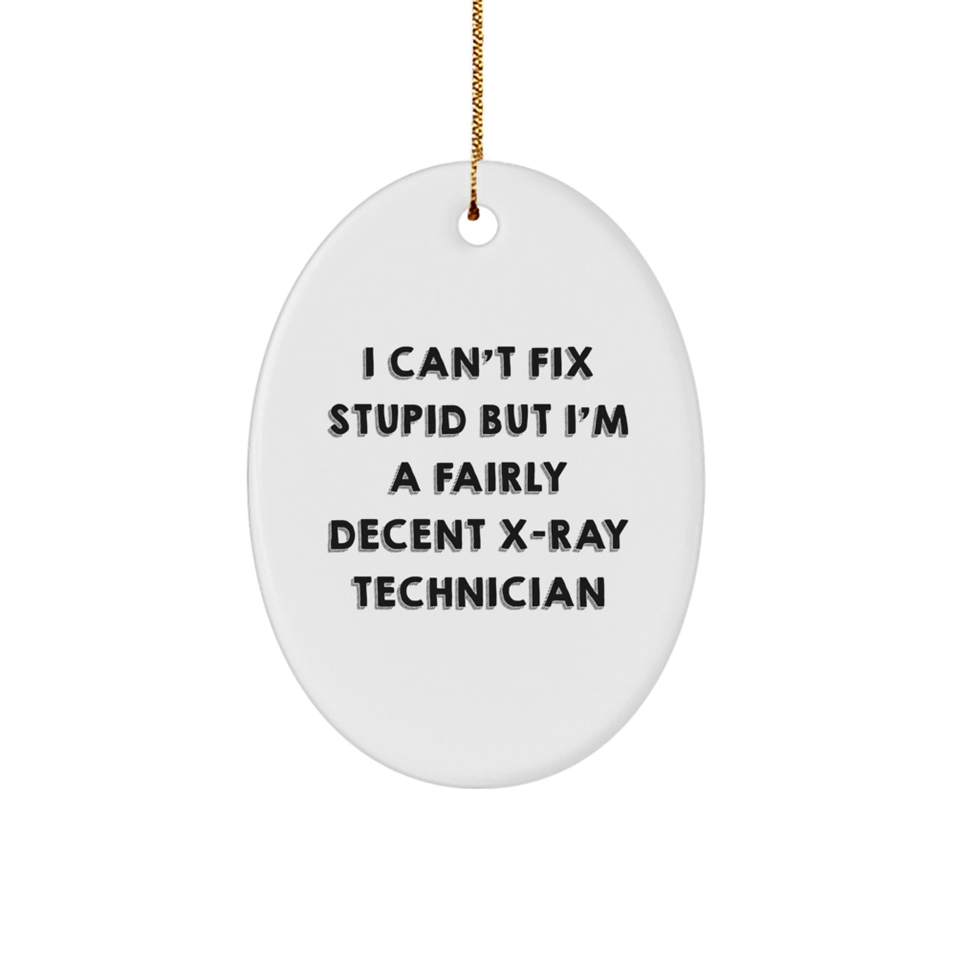 Funny X - Ray Technician Gifts from Friends to Family - Oval Ornament, I Can't Fix Stupid X - Ray Tech Christmas Unique Decorations - The Buy Boom