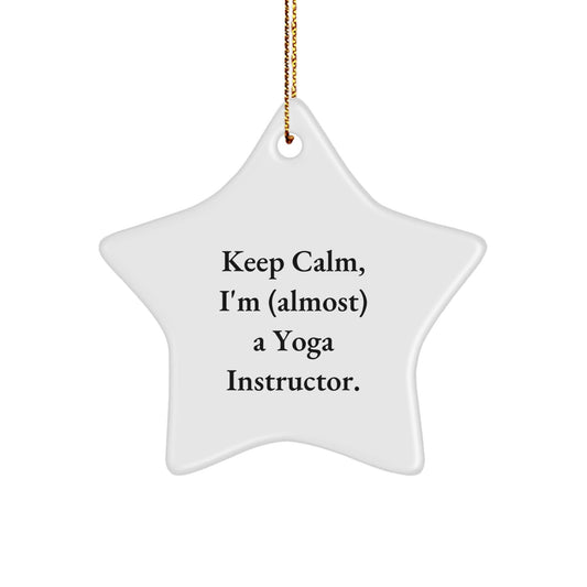 Funny Yoga Instructor Gifts for Him Her Friends Coworkers from 'Keep Calm I'm almost A Yoga Instructor' Star Ornament for Christmas - The Buy Boom