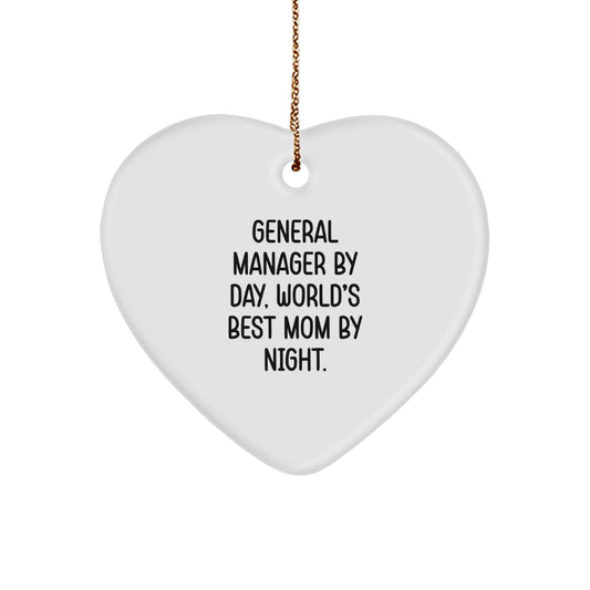 General Manager Gifts from Men, Heart Ornament for General Manager By Day, World's Best Mom By Night, Funny Christmas Unique Gifts - The Buy Boom
