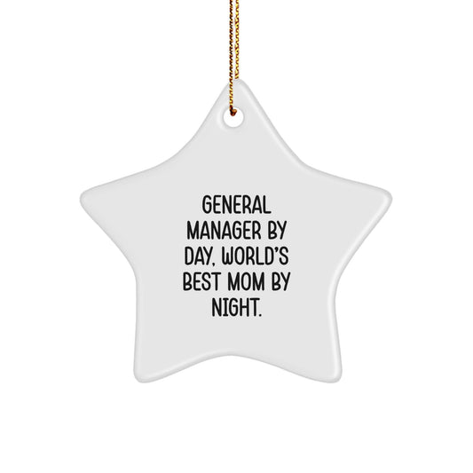 General Manager Gifts - Star Ornament by Day, World's Best Mom By Night - Funny Christmas Decorations for Office or Home - Gifts from Friends to General Manager - The Buy Boom