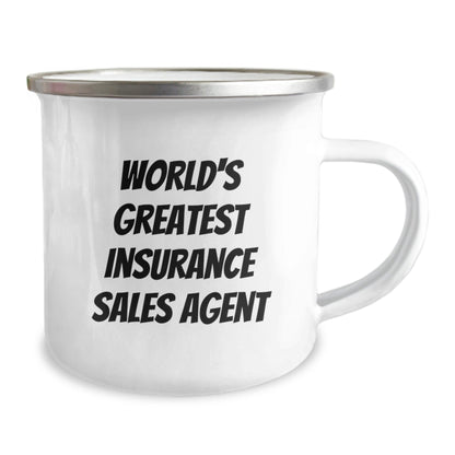 Gift for Insurance Sales Agent, Funny World's Greatest Quote, 12 oz Camping Mug, Birthday Unique Gifts from Friends - The Buy Boom